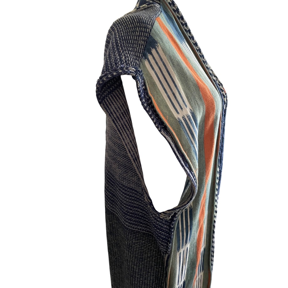 Free People Blue Skies Maxi Vest Patchwork Boho Sweater Duster XS Long Layering - Picture 5 of 7